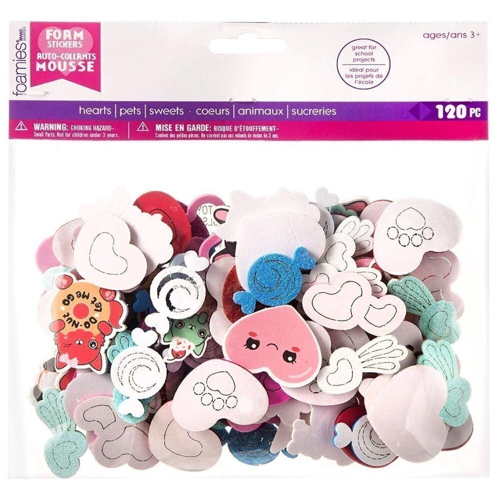 Darice Foam Stickers Valentines Pets Glitter Sparkle Card Crafting Classroom Art